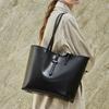 HIFASHION Luxury Genuine Cowhide Leather Tote Bag For Women Large Capacity Work Shopper Shoulder Crossbody Handbags With Pouch