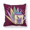Office Sofa Car Cushion Cover Luxury Home Decor Pillow Cover Purple Hand Painted Cactus Pattern