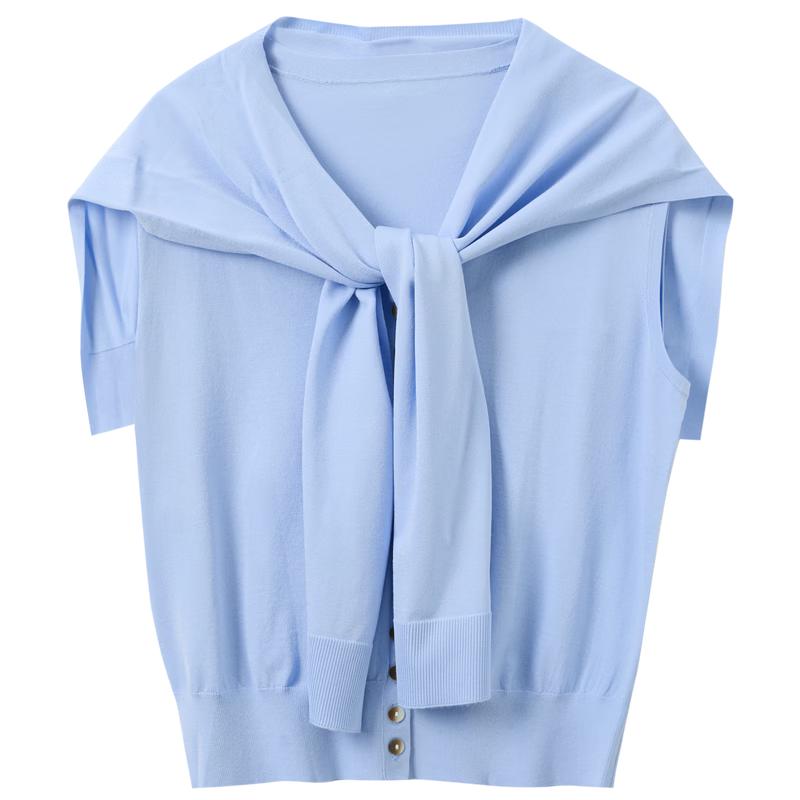 Sancai Women s V-Neck Buttoned Sleeveless Knit Cardigan S