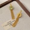 Elegante chinesische Quasten- & Perlenohrringe mit Glasur-Blumendesign für Damen
