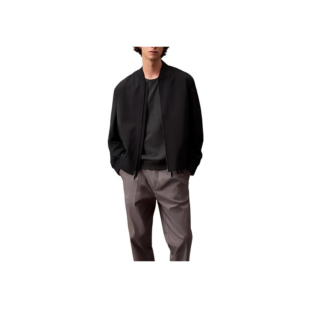 Calvin Klein Solid Color Minimalist Comfortable Pilot Long Sleeve Jacket Men Jackets Black 40EM517-001