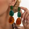 New Fashion Personality Geometric Resin Splicing Pendant Earring for Women Trendy Creative Waterdrop Shaped Piercing Ear Jewelry