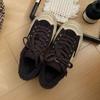 autumn and winter new leather thick velvet warm old dirty little white shoes women's flat-bottomed versatile board shoes cotton shoes tide