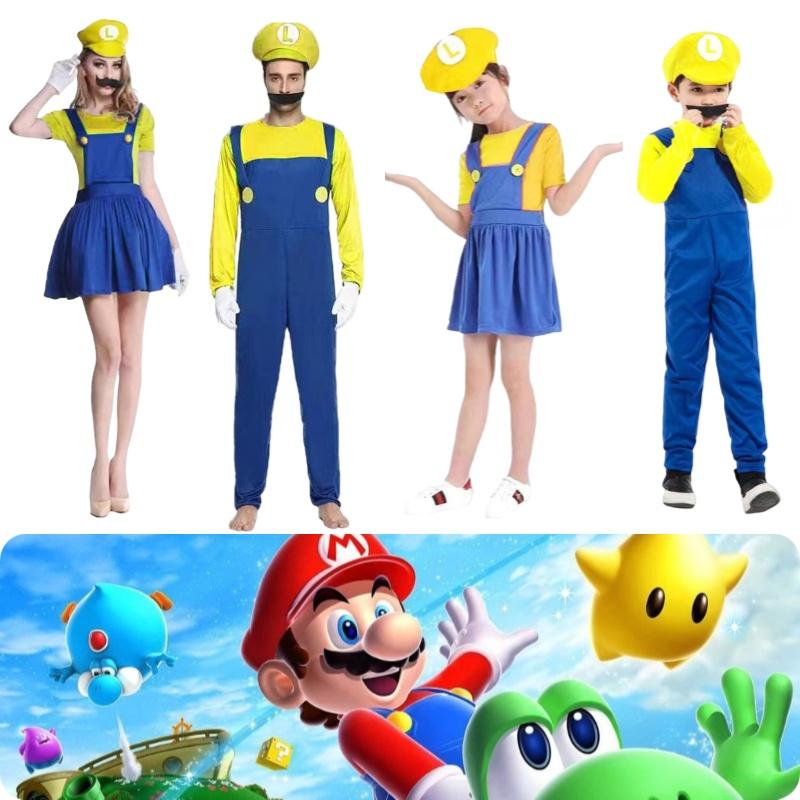 Halloween Cosplay Costume For Kids And Adults Super Mario Outfit In Various Colors