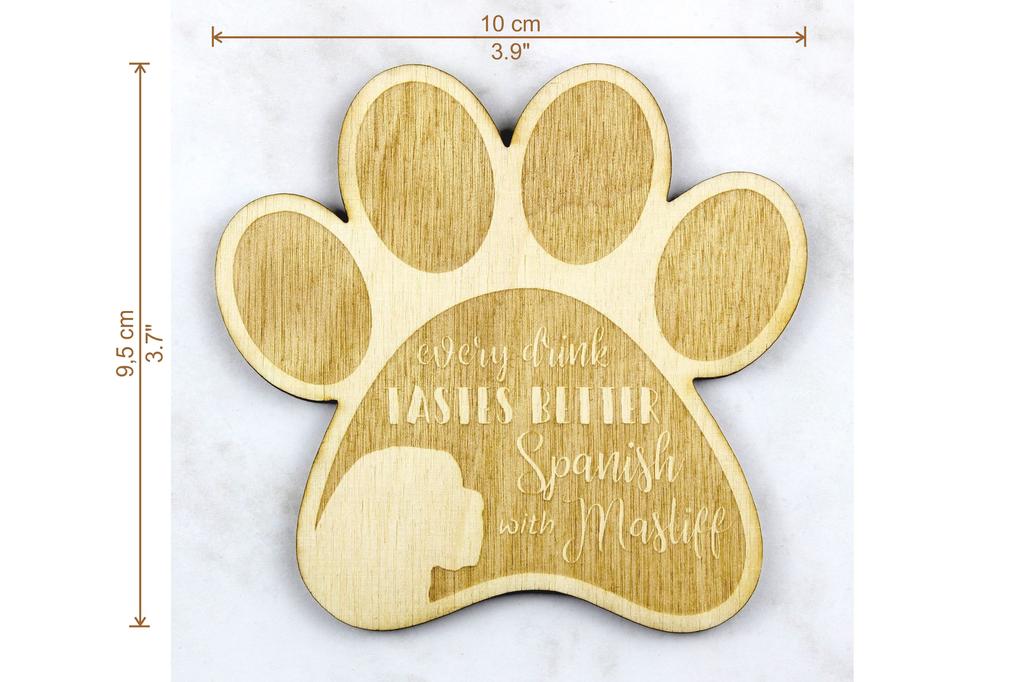 Mastiff spaniol, Mastín Español - Coaster de cană, coaster gravat cu câine, cadou pentru iubitorul de câini de marca Art-Dog