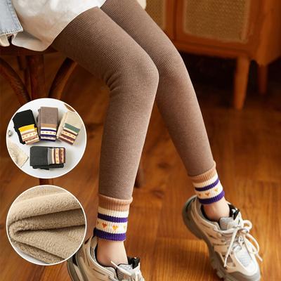 Invierno Nuevo Felpa Niñas Legging Niños Leggings Niñas Mallas Pantalones Gruesos Color Sólido Bebé Cálido Pantalones Ajustados