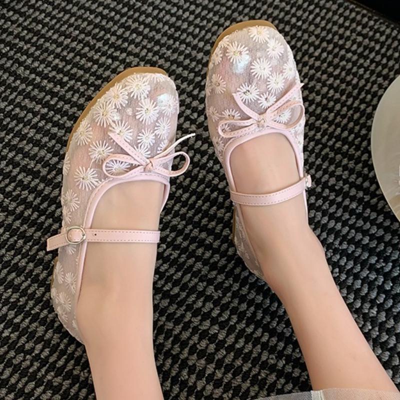 Fashion Bow Ballet Flats Shoes Elegant Women Sandals Summer Fad New Trend 2025 Designer Shallow Buckle Loafers Shoes Dress Mujer Zapatos
