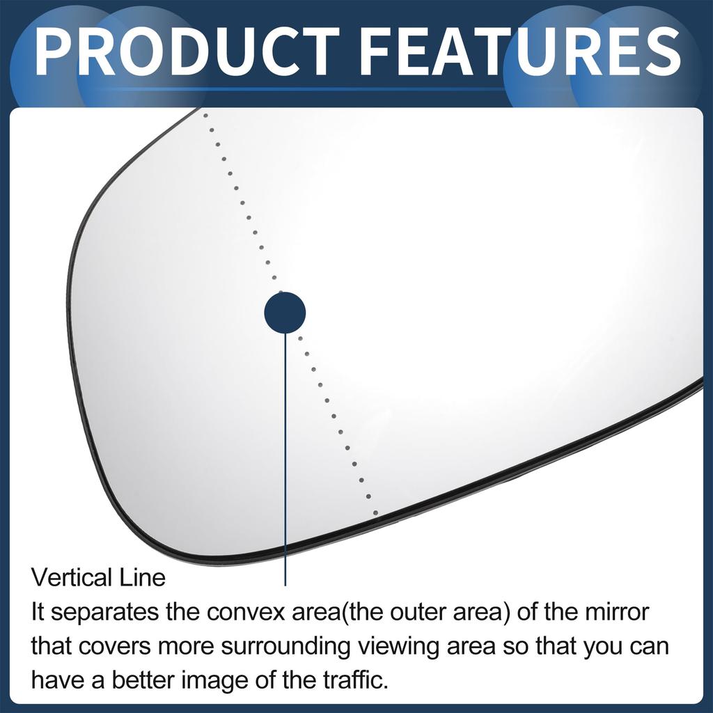 INFINAUTO Kompatibilní s Volvo Levé sklo zrcátka na straně řidiče Náhrada s nosnou deskou