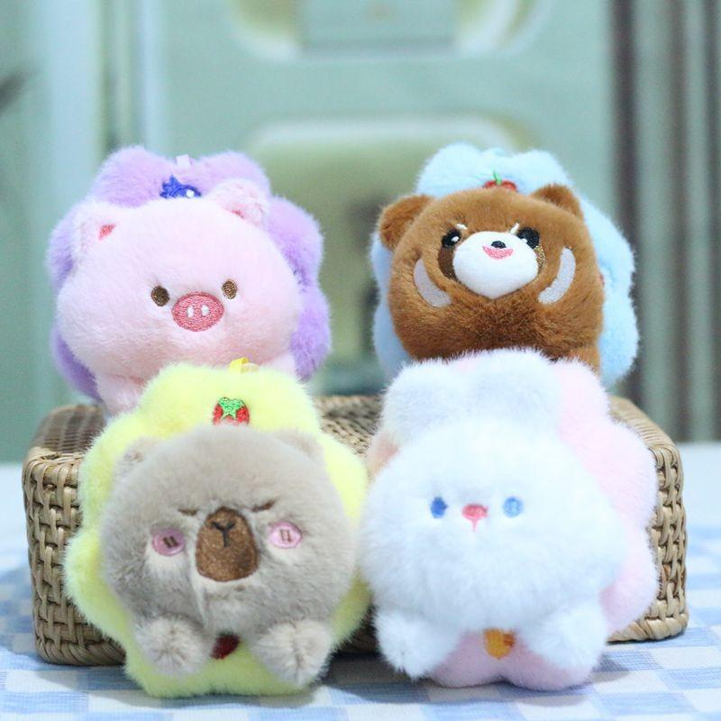 Creative Plush Animal Keychain Soft Fluffy Rabbit Doll Keyring For Purses And Bags