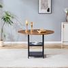 Round Dining Table with 107 Cm Diameter and Double Shelf In Walnut Look, MDF Top + Metal Frame, Suitable for 2–4 People, for European Family Meals.