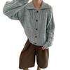 Retro Lapel Twist Knitted Cardigan Women's Clothing Autumn and Winter New Soft Waxy Loose Lazy Sweater Jacket