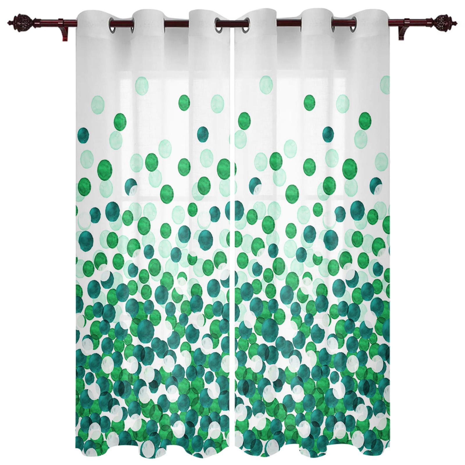 Занавеска для окна в фермерском стиле с акварельными точками и градиентом цвета морской — фото 16