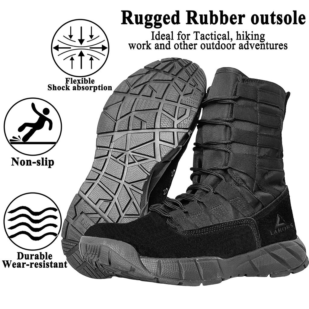 LAHORS Lightweight Suede Leather Tactical Combat Boots Men Outdoor Hiking Desert Army Shoes Breathable Male Ankle Boots Man Made