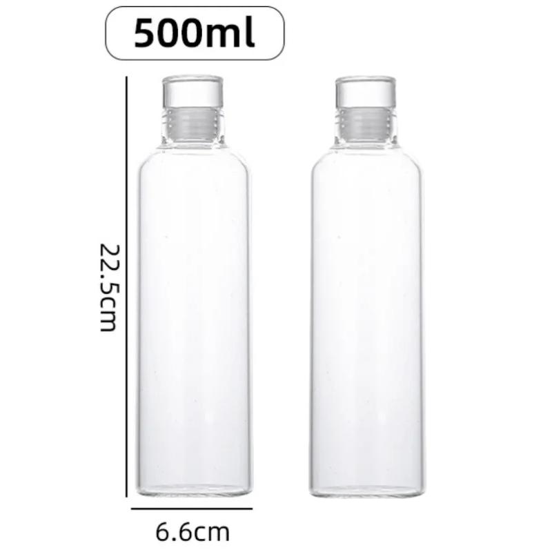 2Pcs Borosilicate Transparent Glass Cup No Scale Portable Leak-Proof Water Bottle, for Coffee, Juice, Milk, Tea, Other Beverages