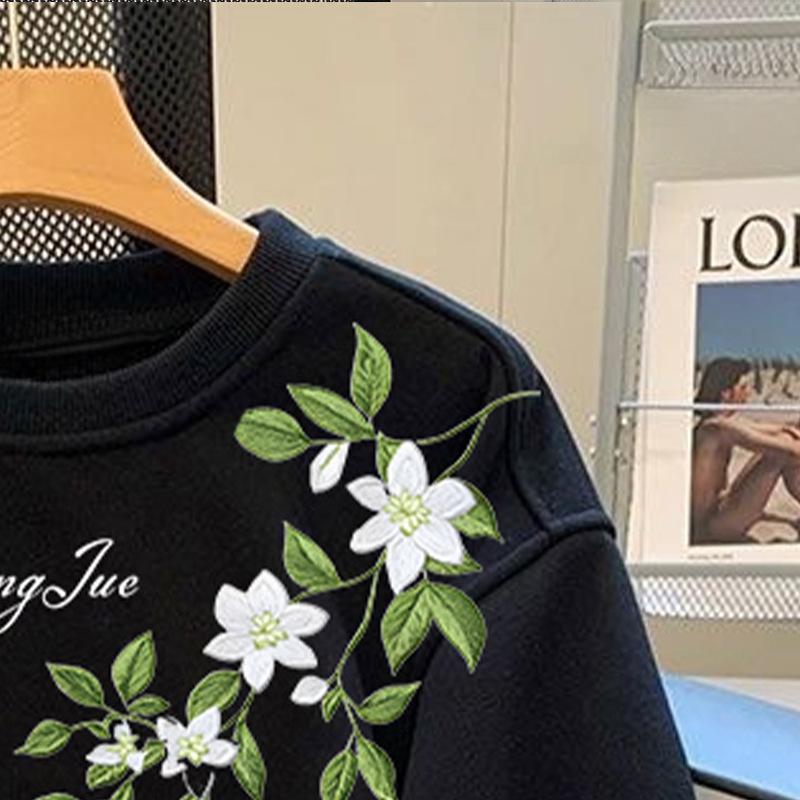 2025 heavy-duty printed men's fleece thickened crew neck sweater autumn and winter women's sports and leisure versatile
