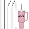 Reble Straw Compatible for Stanley 40oz Tumbler Metal Stainless Steel Straws,Fit for 40oz Stanley Cup Tumbler,2 Straight + 2 Curved Reble Straws with