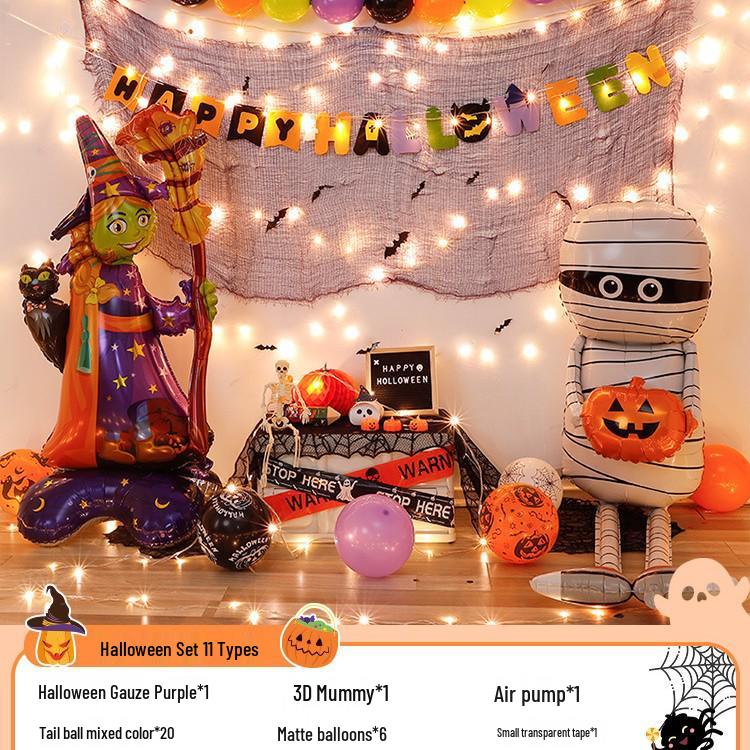 Halloween Balloon Decorations - Pumpkins, Ghosts, Bats, Skulls for Party Ambience