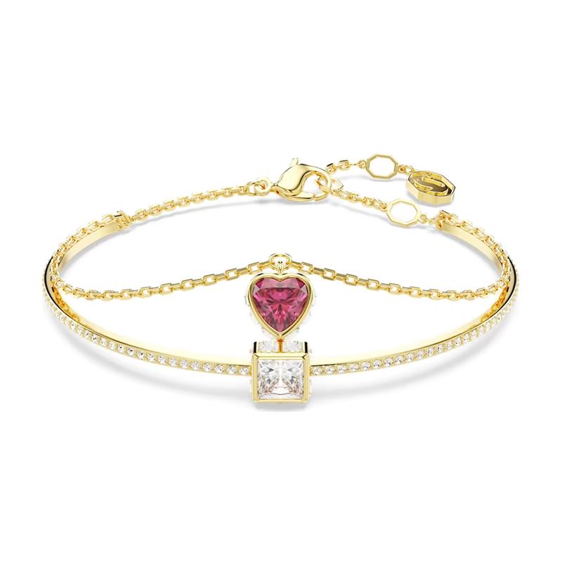 Swarovski Chroma Transparent Square Heart Bracelet Women s Gold 5683835