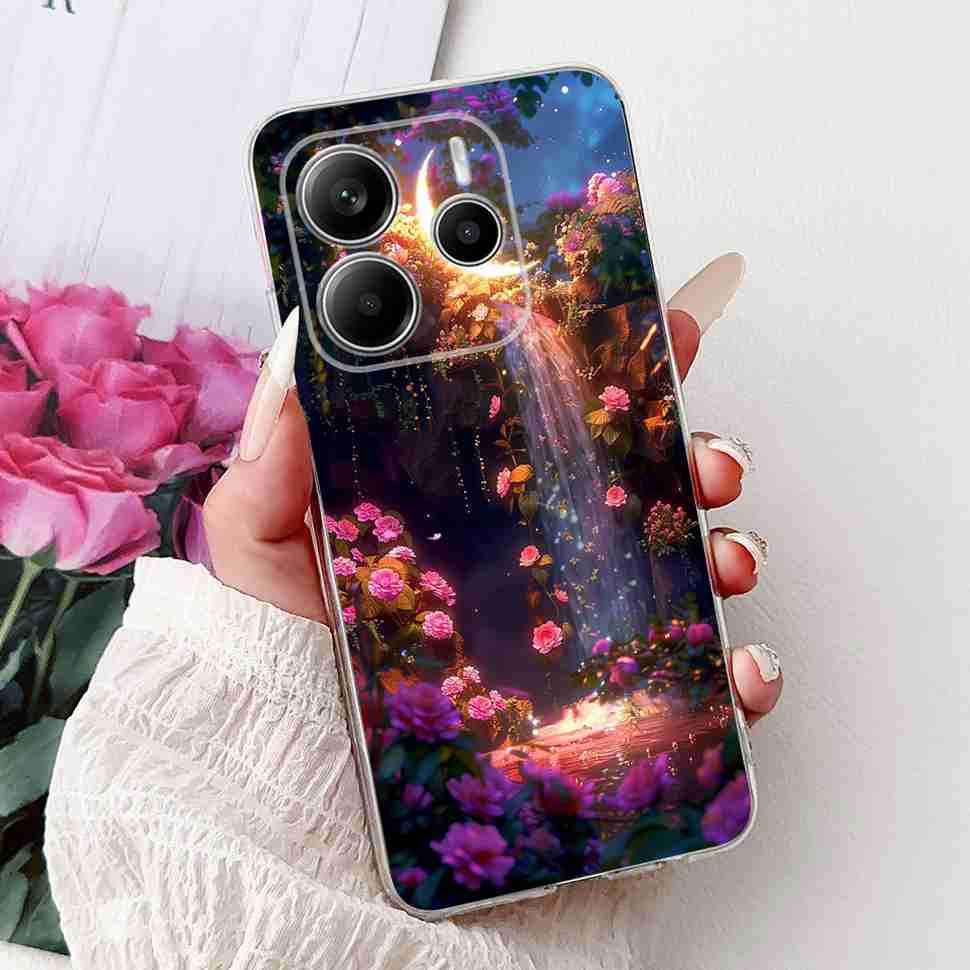 For Xiaomi Redmi Note 14 Pro 5G Case Beautiful Flower Heart Cover Soft Silicone Casing For Redmi Note 14 Note14 4G Cover Coque