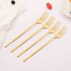 4Pcs Gold Flatware Stainless Steel Tableware Dinner Fork Fruit Fork Steak Fork Salad Fork Suitable for Restaurant or Banquet
