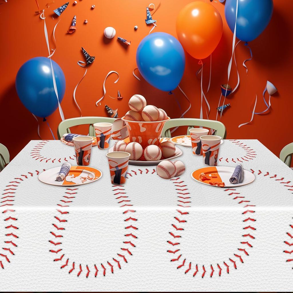 3pcs Baseball Tablecloths Baseball Birthday Party Supplies Disposable Plastic Table Cloths Rectangle Waterproof Table Cover for Baseball Sports Theme