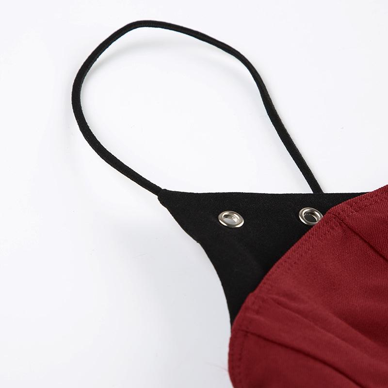 Color Block Lace-Up Slimming Camisole - Chic Pure Desire Top