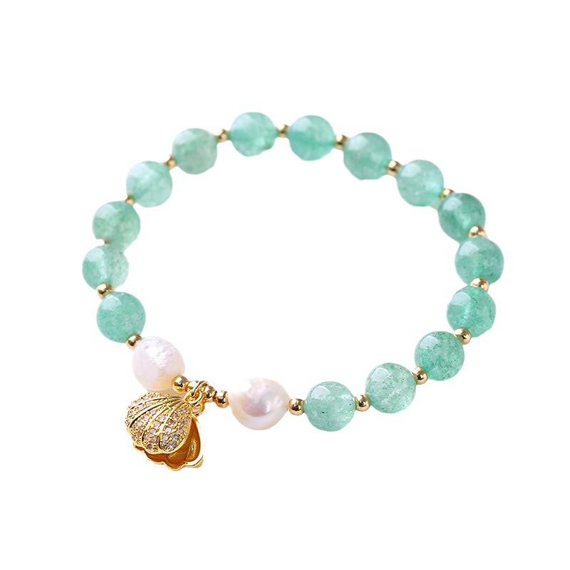 Natural Strawberry Crystal Special-Shaped Pearl Bracelet. Bangles Women Fashion Jewelry Accessories Gift