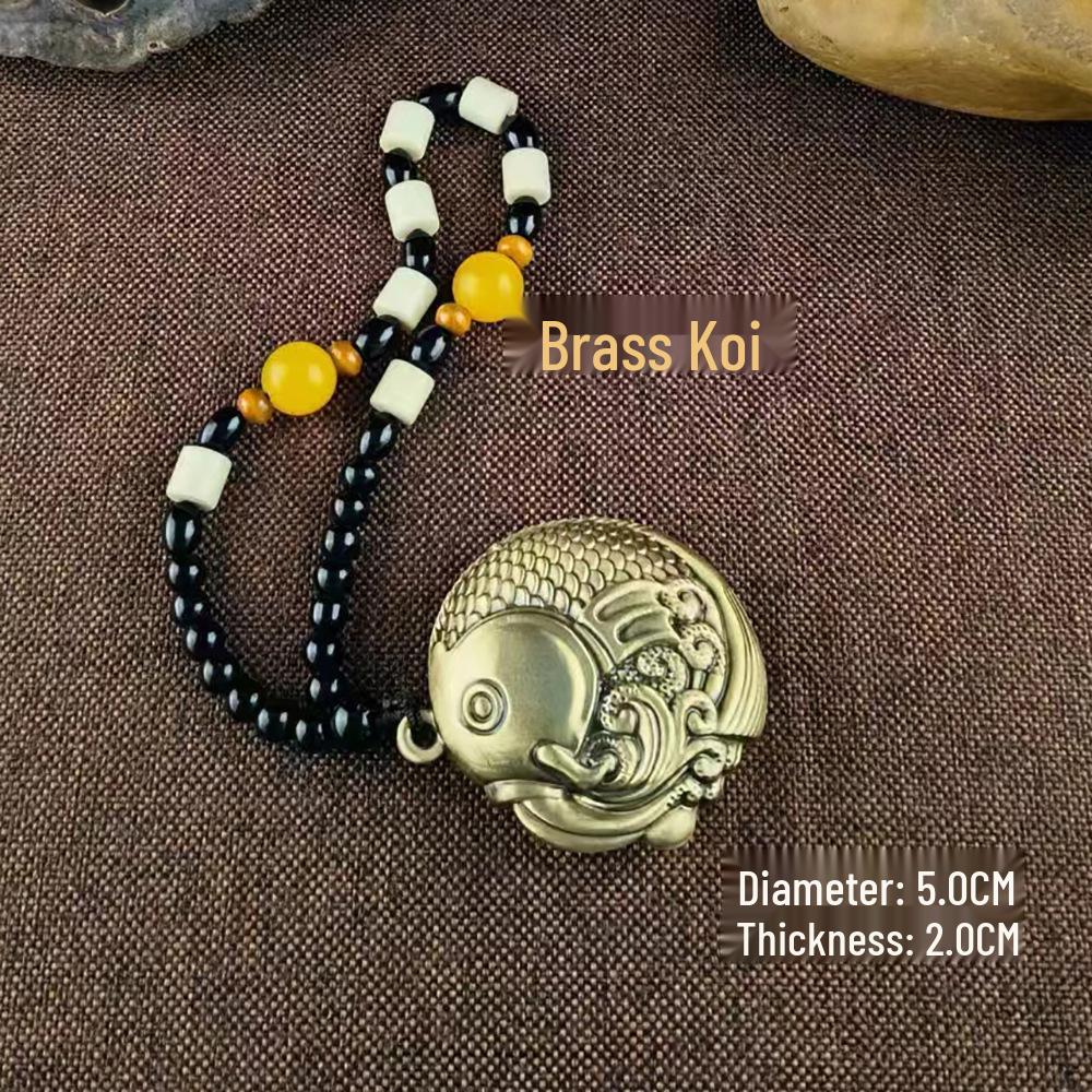 Brass Wenge Carp Pendant: Handheld Pure Copper Plaything - Symbol of Abundance and Success