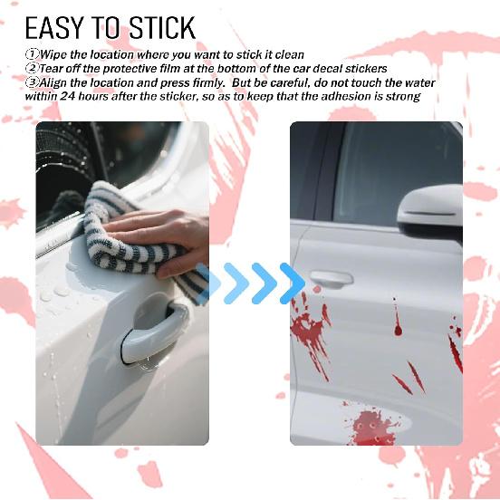 12 Sheets Halloween Blood Car Stickers And Decals,Funny & Stylish Halloween Car Decorations For Engine Hood/Rear-View Mirror/Door,Self-Adhesive