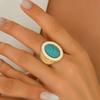 Eleganter Ovaler Türkisring Goldfarbe Blauer Stein Fingerring Bohemian Boho Stil Party Schmuck Für Frauen