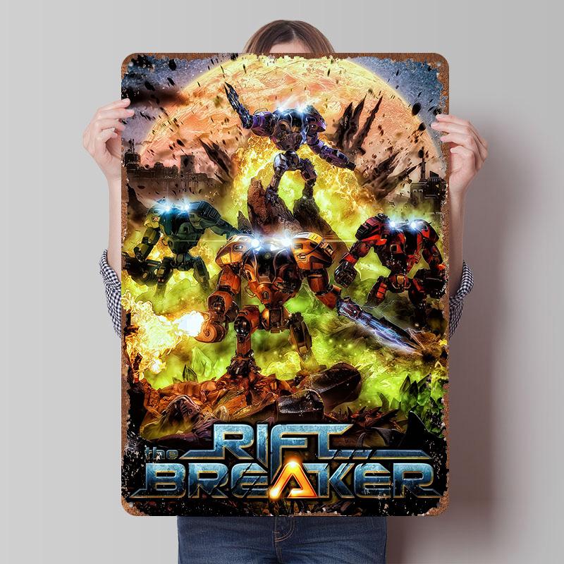 The Riftbreaker Game Cover Art Printed Poster Customized Wall Art Retro Vintage Metal Tin Signs for Home Decoration Luxury Decor 7.9x11.8In(20x30cm)