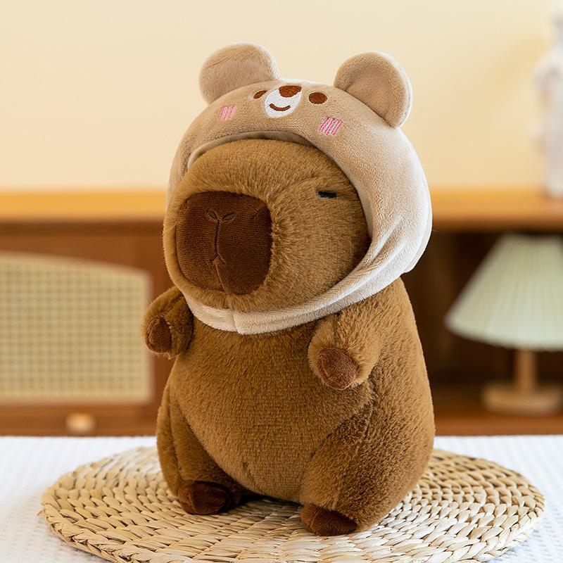 Premium Eight-inch Frog Hat Capybar Plush Toy Claw Machine Toast Snot Kapi Doll Rabbit Guinea Pig