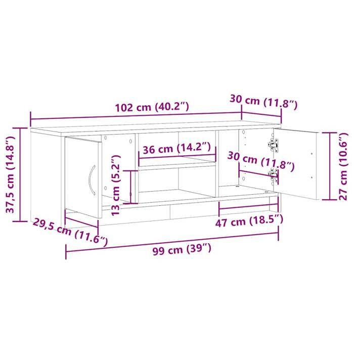 VidaXL TV stolek řemeslný dub 102x30x37,5 cm dřevotříska 855817