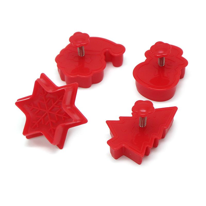 

Набор из 4 форм для выпечки рождественского печенья с рисунками снеговика, снежинки, рождественской елки и Санта-Клауса