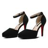 Fashion Women's Sexy Party High Heel Shoes Waterproof Platform Suede Pointed Toe Ankle Strap Hollow Hollow Femeninas Shoes