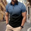Men'S Short Sleeve Zipper Polo Shirt Interface Color 3D Printing Business Fashion Casual Shirt