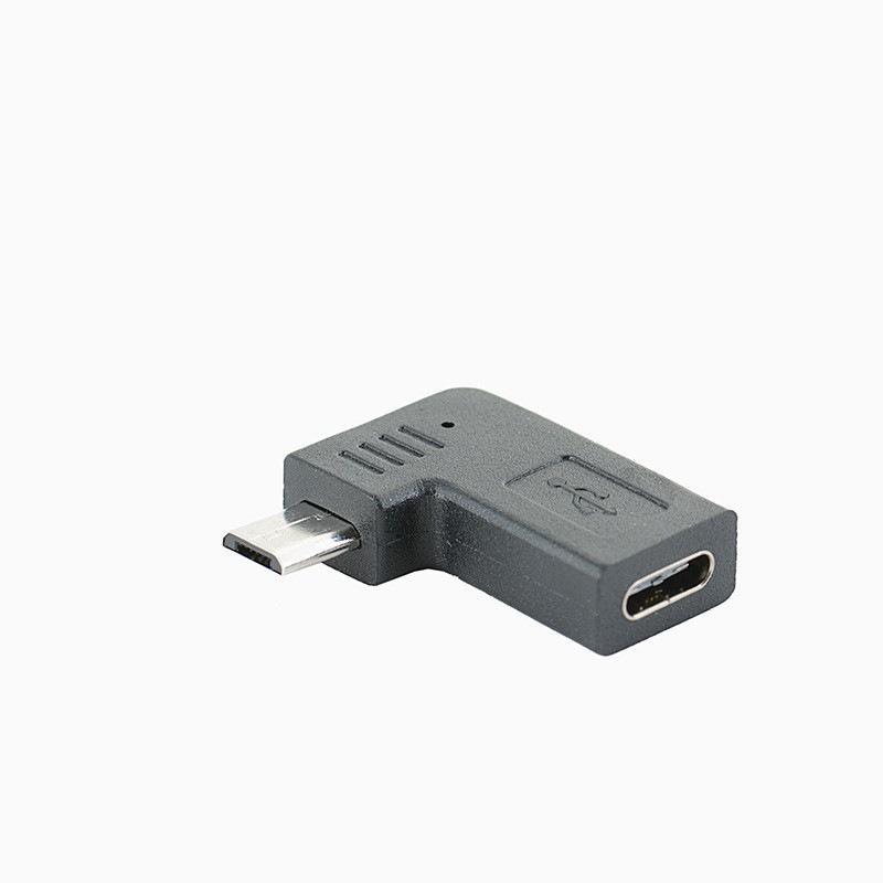 Right Angle Type C to Micro USB OTG Adapter Snug Fit No Loose Fast Charging Data Sync Converter for All Android Mobile Devices