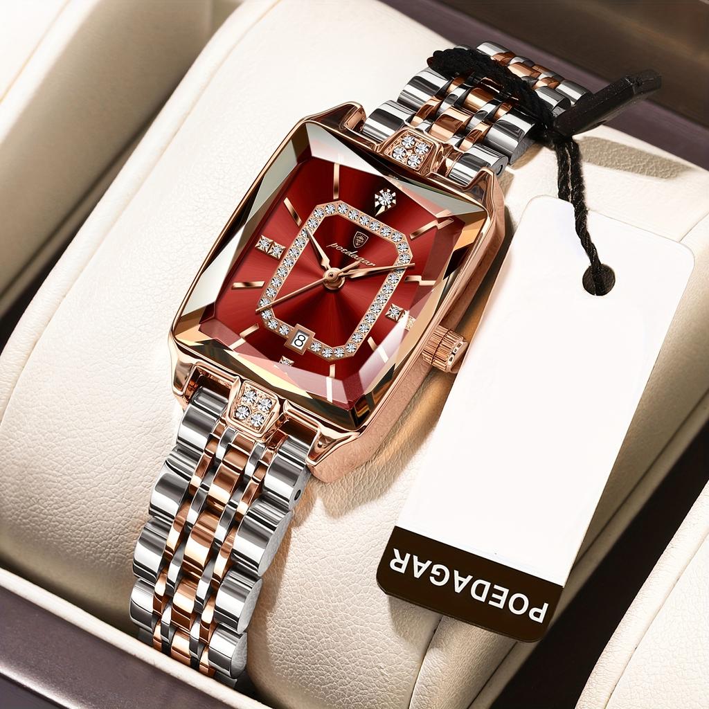 Luminous Calendar Stainless Steel Ultra-Thin Square Watch Fashion Trend Leisure Easy Korean Luxury Ladies Quartz Wristwatch