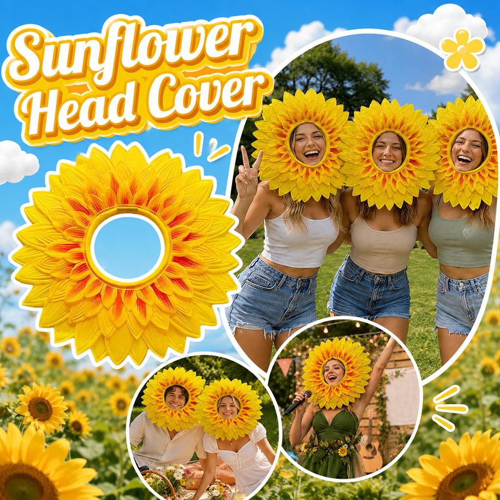 Sunflower Headband for Dance Performance Sports Event Party - Open Face Design for Kids and Adults