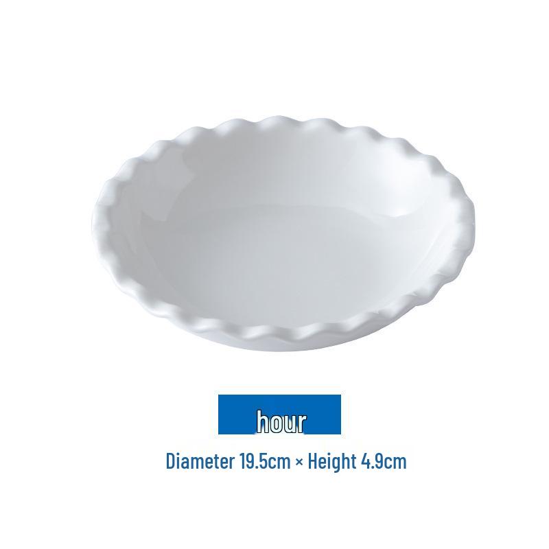 White Irregular Ceramic Bowl - Large Soup or Salad Plate for Home & Restaurant Use