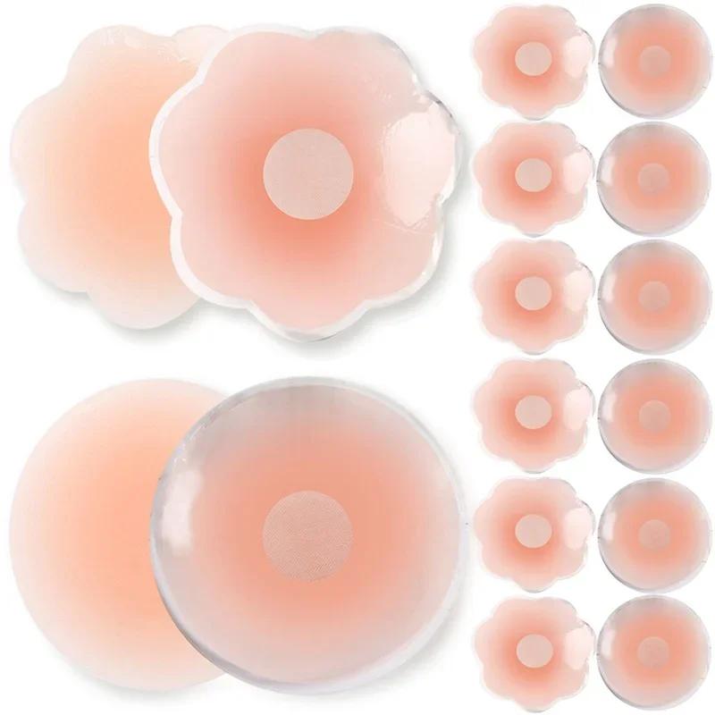 2pcs Reusable Women Breast Petals Lift Nipple Cover Invisible Petal Adhesive Strapless Backless Stick On Bra Silicone Breast Stickers
