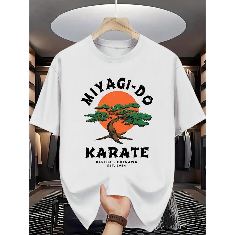 Европейские размеры Miyagi-Do Karate Reseda - Окинава Основано в 1984 г. Мужская футболка с круглым вырезом, с винтажным дизайном в стиле культуры боевых искусств 4XL белый