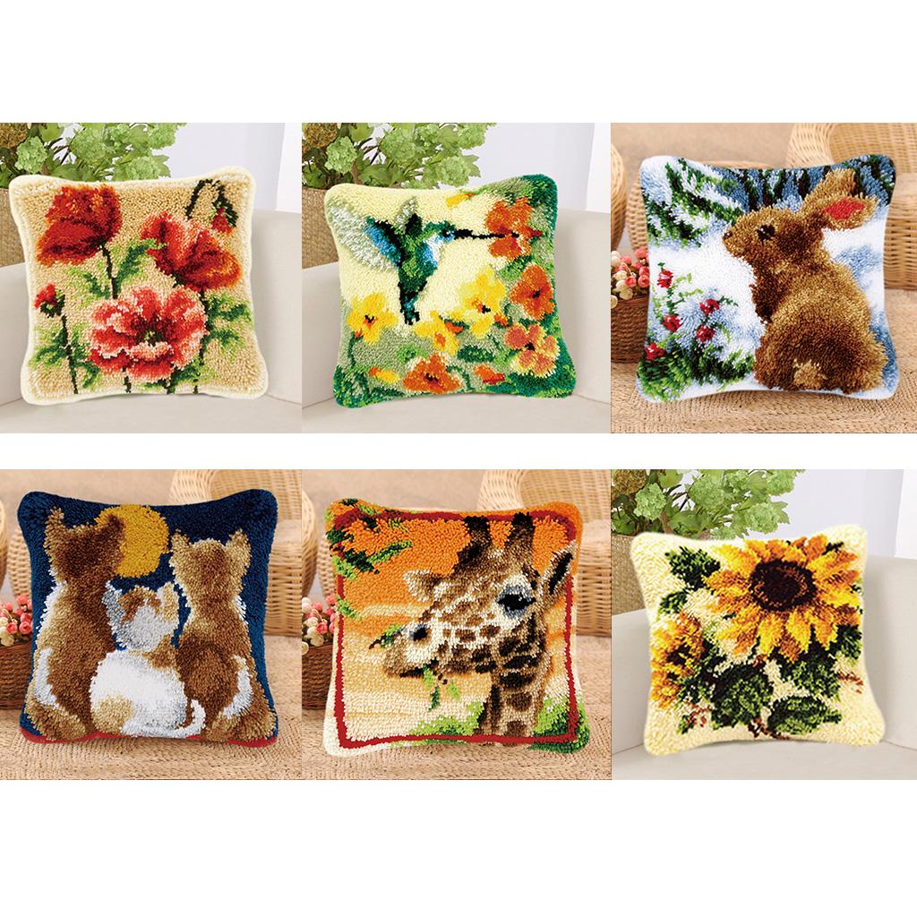Acrylic Latch Hook Kit Craft Set Pillow Case Embroidered Rug Canvas Tool for Handicraft Beginners