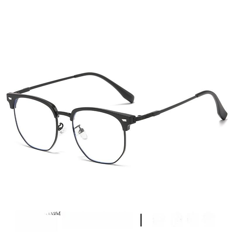 Mens Fashion Half Frame Glasses With Blue Light Blocking For Business And Casual Use