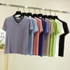 New Summer V-Neck Women's Loose Fit Modal T-Shirt - Solid Color, Short Sleeve Basic Top