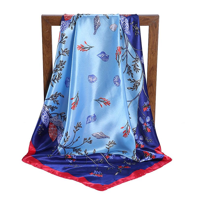 Gefleckter Satin Damen Frühling und Sommer Seidenimitat Schal Bedruckter Kleiner Quadratischer Schal Geschenk Europäischer und Amerikanischer Schal Stola