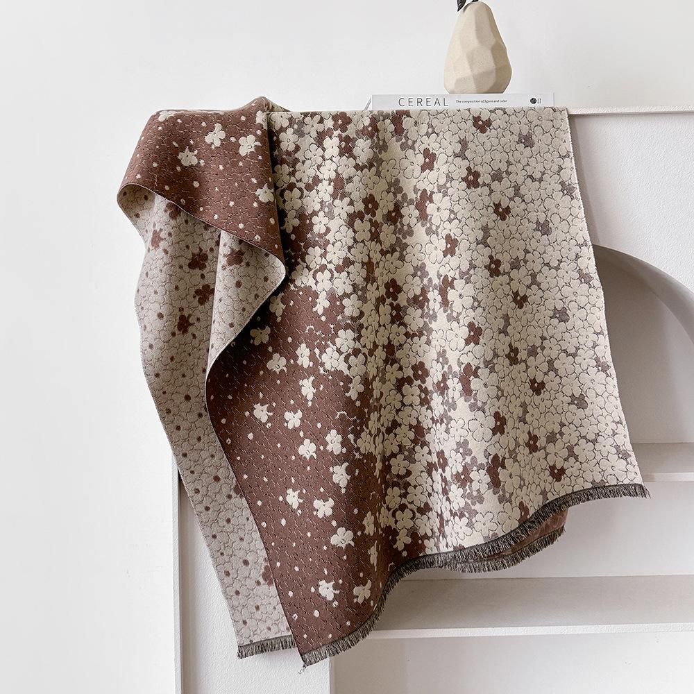 Luxury Butterfly Print Faux Cashmere Scarf: Warm, Stylish Color-Block Shawl for Women, Perfect Winter Neck Warmer
