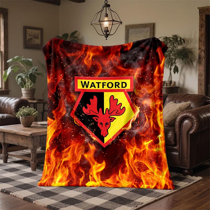 Watford Football Print Flannel Blanket Soft Warm Sofa Bed Throw Blanket For Home Office Bedroom