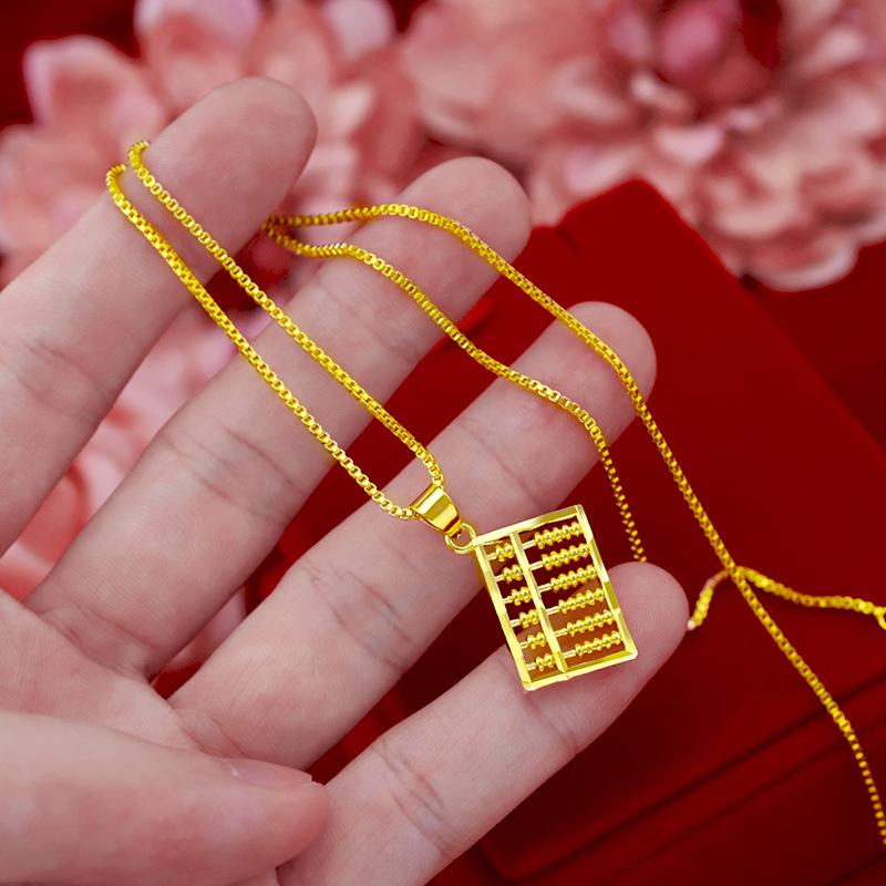 Ruyi Gold Plated Abacus Necklace Pendant - Copper Jewelry Gift