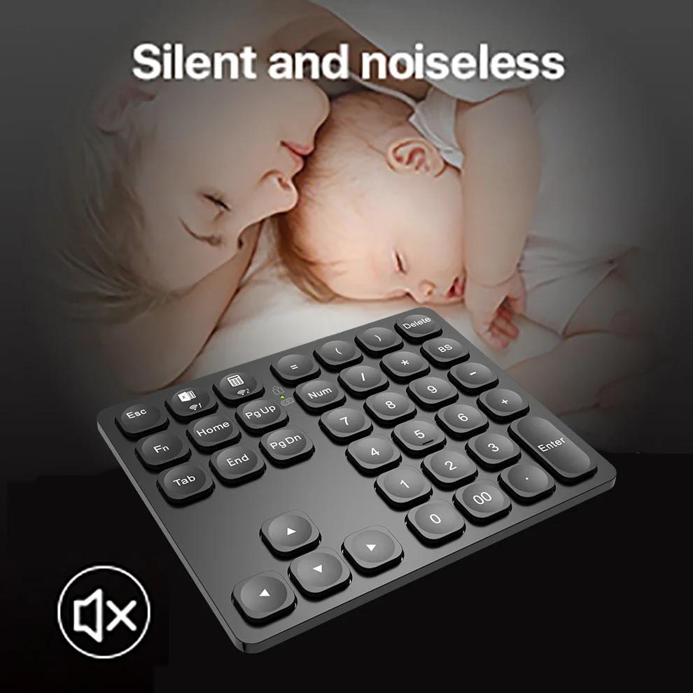 Duale Bluetooth-Zifferntastatur, wiederaufladbar, kabellos, Nummernblock für iPad, Laptop, Windows, iOS, Slinet Digital-Tastatur